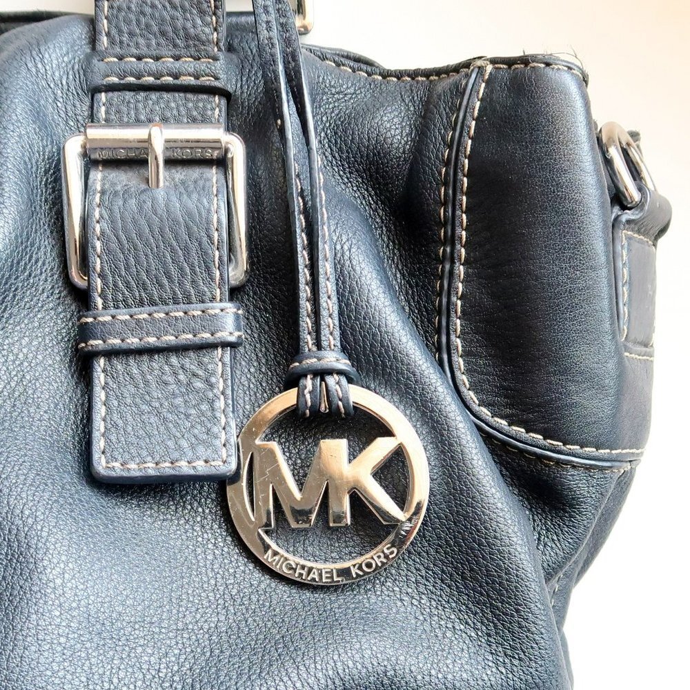 Michael Kors Navy Leather Tote - Picture 5 of 7